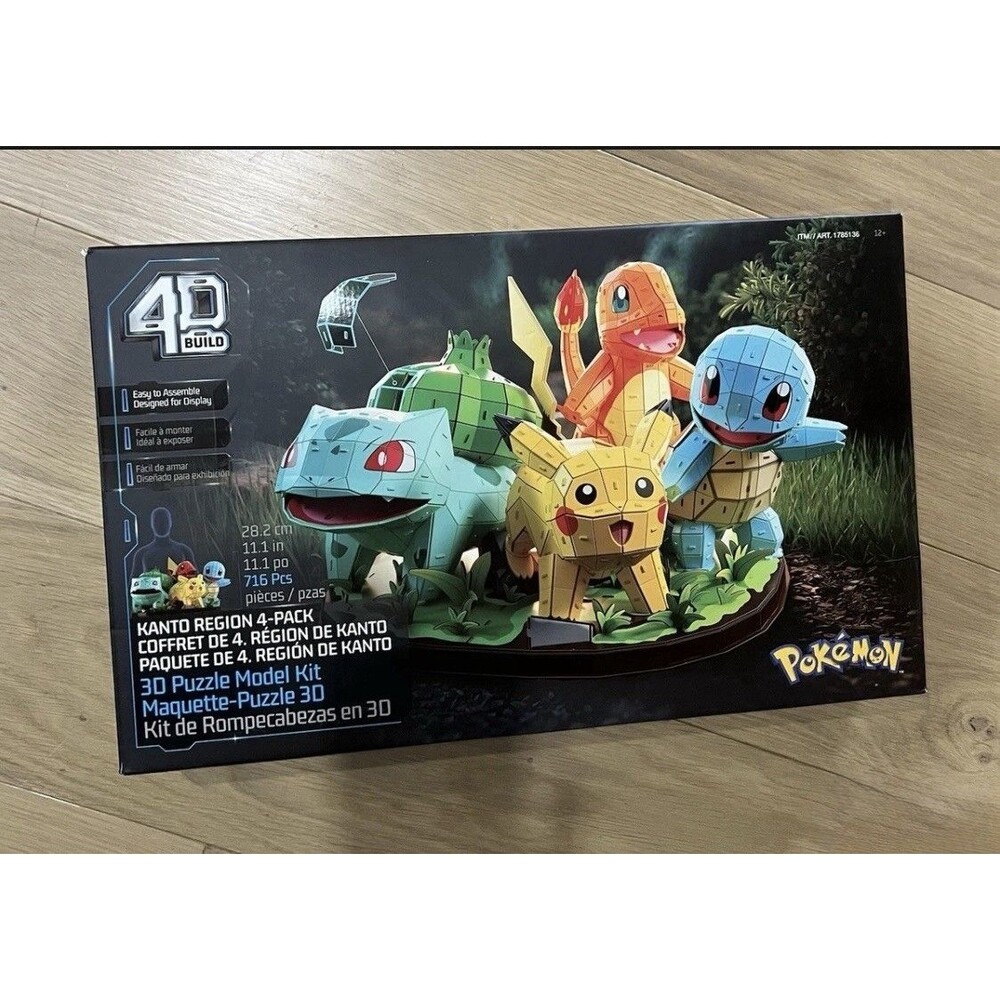4D Build Pokemon Puzzle Model Kit! Kanto Region 4-pack In 1 Box NEW Sealed